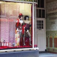 Rocky Horror window of a fabric store.