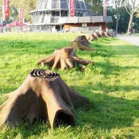 Iron tree stumps at the Bosbaan