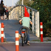 Garden gnome on a bike