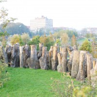 Park Schinkel Islands park, fence of logs