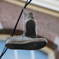 Shoes on a wire