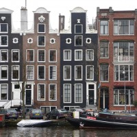 Very typical canal houses along the Amstel.