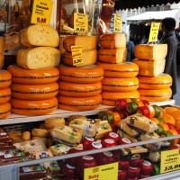 Cheese vendor at Tenkatemarkt street market.