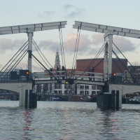 New view angle of the most iconic bridge of Amsterdam, the Magerebrug (Skinny Bridge)