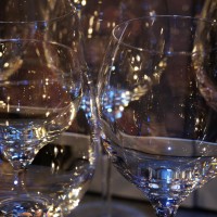 Beautiful clean Davinci crystal wine glasses on my bar after a great evening with friends.