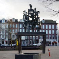 Public sculpture in front of the Nederlande Bank building