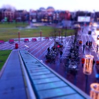Miniature bike parking from the roof of Albert Heijn