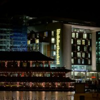 Amsterdam Public Library and Sea Palace floating Chinese Restaurant