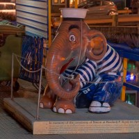 "Simon" on a tourboat dock on the Damrak. http://www.elephantparade.com