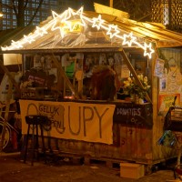 Festive Information center of the Occupy camp on the Beursplein