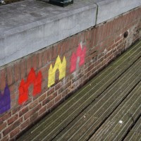 Graffiti on the dock at the watertrap.