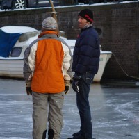 Ice skating on the Amsterdam canals, Nieuwe Prinsengracht