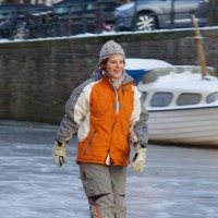 Ice skating on the Amsterdam canals, Nieuwe Prinsengracht