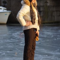 Ice skating on the Amsterdam canals, Nieuwe Prinsengracht