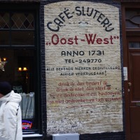 Sign painted on the side of a cafe on the Zeedijk (say-dike - meaning Sea-dike)