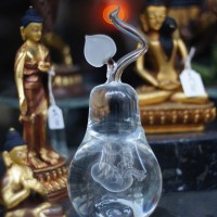 Beautifully disturbing hand-made glass art in a shop window