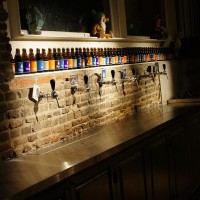 Beer taps inside the 'de Prael' brewery, (Bierbrouwerij Proeflokaal)