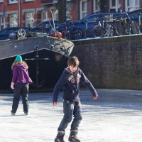 Kids enjoying the last bit of ice.