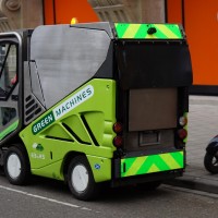 Mean Green Machine. Tiny street sweepers for narrow streets and bike paths