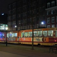 Tram pulling into Den Haag HS train station