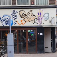 Graffiti on a coffee shop