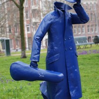 The invisible man has been painted blue