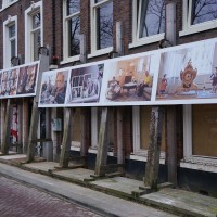 Reconstruction area tarted up with strange pictures