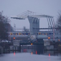 Train bridge that can be opened.