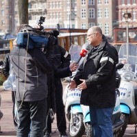 Cition manager talking to AT5 TV news crew.