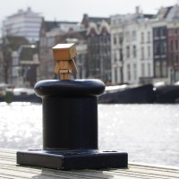 It's a better view of the Amstel from up here on the boat pylon.