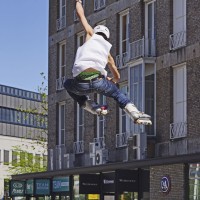 Another skater flies over our heads
