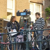 Film crew on set for "All for Family"