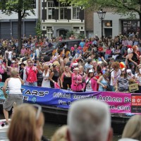 A canal float with people dressed as Pop Stars