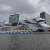 Cruise ship Aida Stella loading passengers at the cruise terminal
